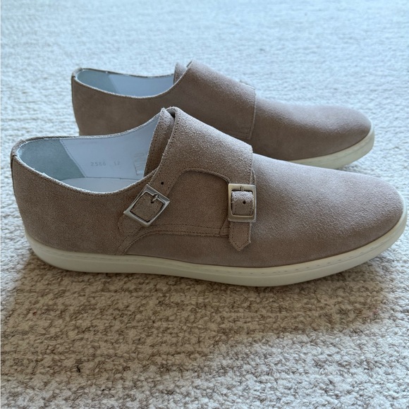 G. Brown Jaxon Suede Monk Strap Shoe, Men’s size 12, Taupe main image 4